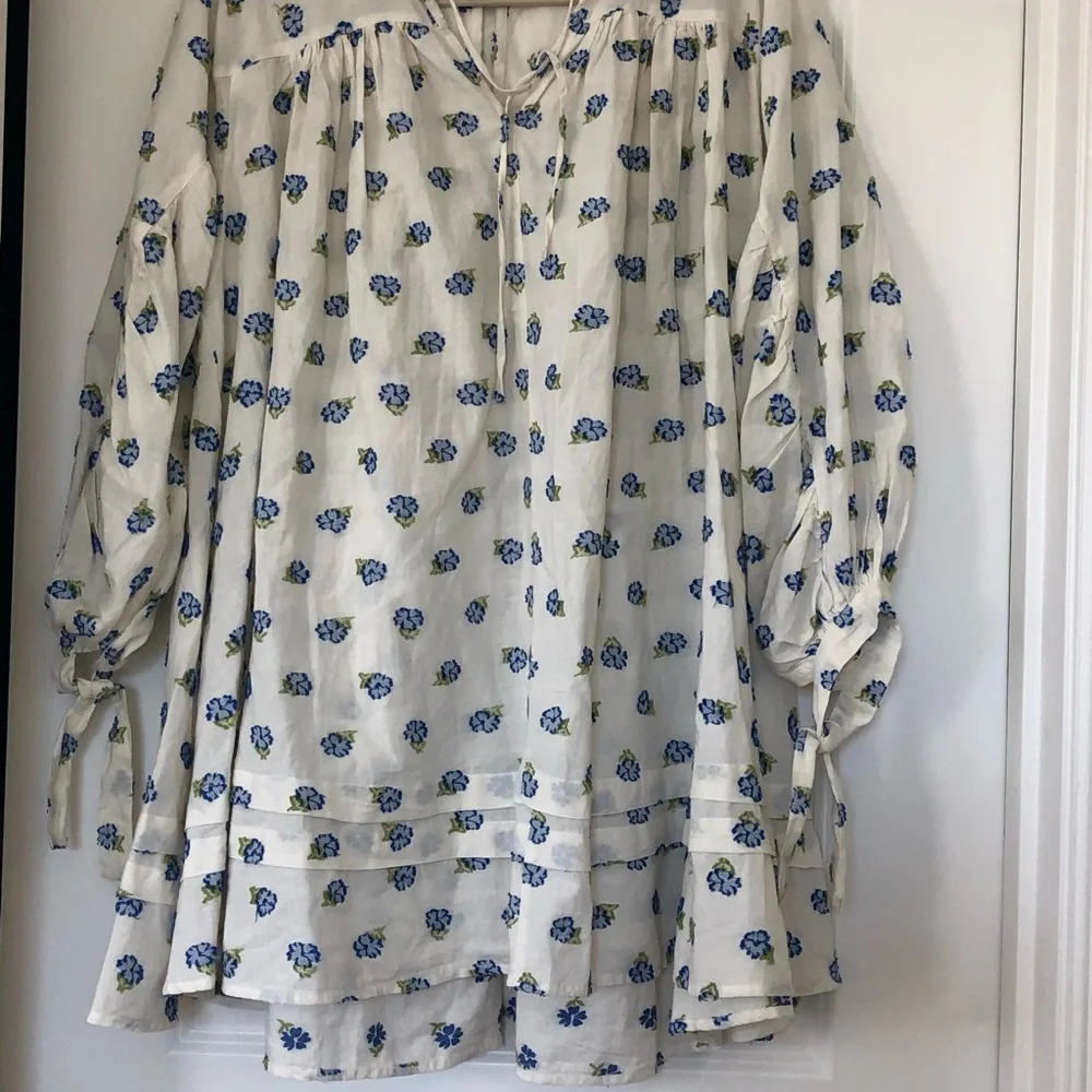 UO Jai embroidered long sleeve frock dress in blue multi size XS - Picture 2 of 2